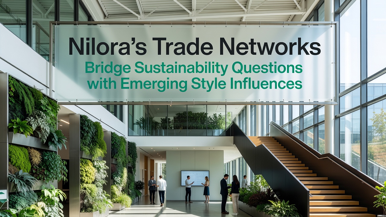 Emerging style influences in Nilora trade goods displayed at a market event
